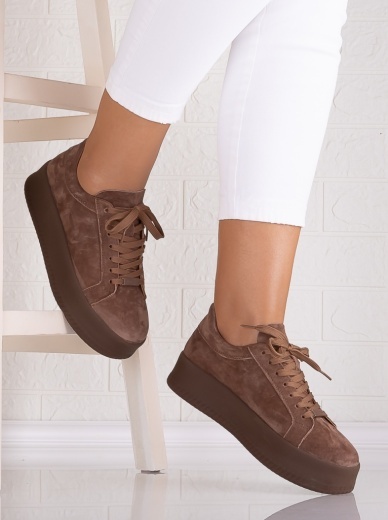 Pantofi dama casual Camel din Piele Naturala Intoarsa Semila - Img 2