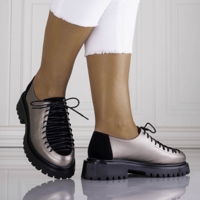 Pantofi dama casual Gri din piele ecologica Nivora - Img 5