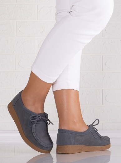 Pantofi dama casual Gri din Piele Naturala Intoarsa Alenasa - Img 3