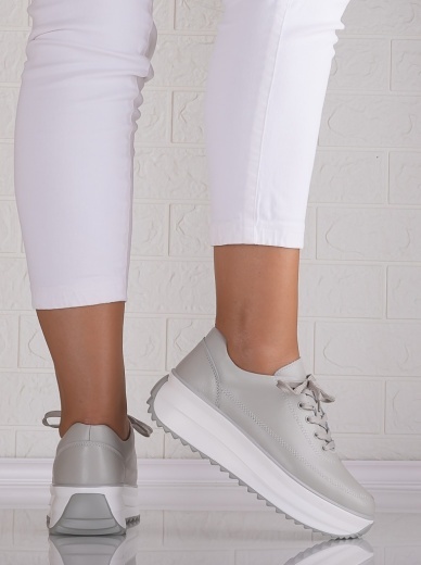 Pantofi dama casual Gri din Piele Naturala Lerana