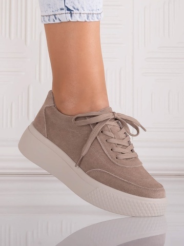 Pantofi dama casual Kaki din Piele Naturala Intoarsa Adiza