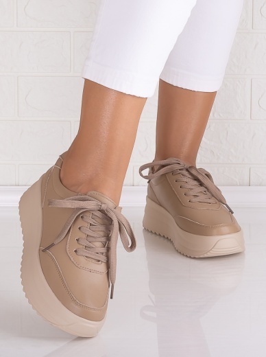 Pantofi dama casual Khaki din Piele Naturala Delaia - Img 4