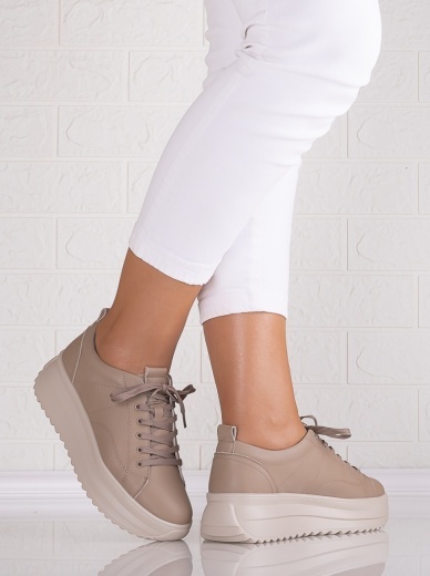 Pantofi dama casual Khaki din Piele Naturala Shula - Img 2