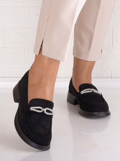 Pantofi dama casual Negri din Piele Ecologica Intoarsa Warifa - Img 5