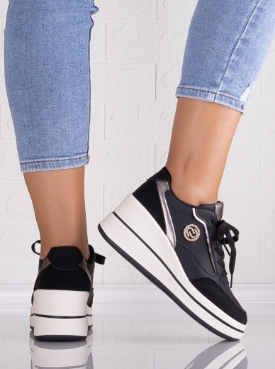 Pantofi dama casual Negri din Piele Ecologica Samyla