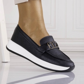 Pantofi dama Casual Negri din Piele Ecologica Ulmira
