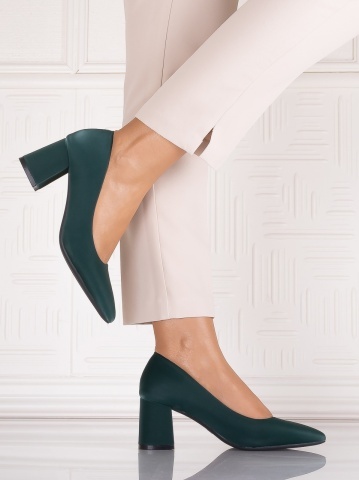Pantofi dama cu toc Verzi din Piele Ecologica Satinata Arriba