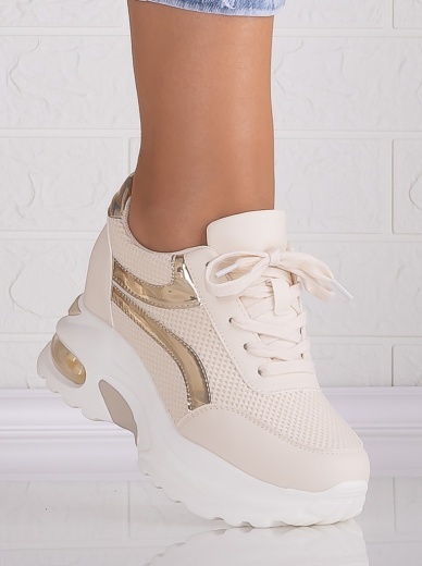 Sneakers dama cu platforma BEJ din Textil Darlin - Img 3