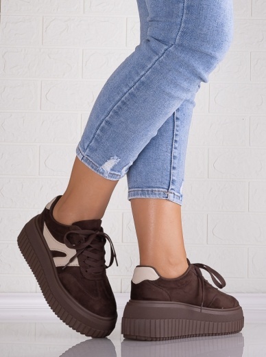 Sneakers dama cu platforma Maro din Piele Ecologica Intoarsa Nevasa - Img 2