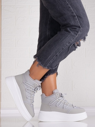 Sneakers dama Imblaniti Gri din Piele Ecologica Elizze - Img 2