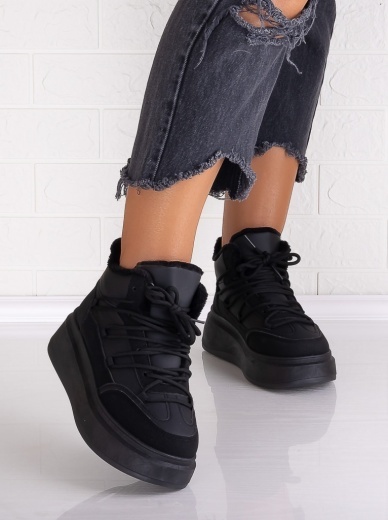 Sneakers dama Imblaniti Negri din Piele Ecologica Elizze - Img 4
