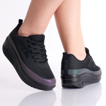 Γυναικεία μαύρα sneakers από την Textil Riana - Img 4