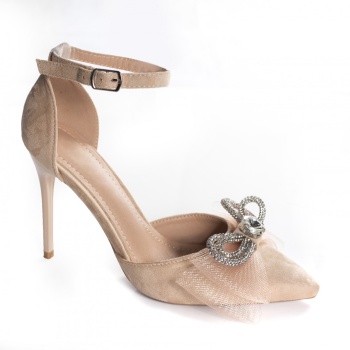 Γυναικεία παπούτσια μπεζ eco leather turned madalina - Img 5