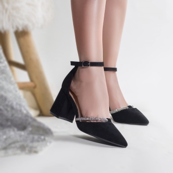 Γυναικεία παπούτσια eco suede μαύρο σκουριά - Img 3