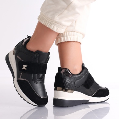 Γυναικεία sneakers πλατφόρμα Blackri από οικολογικό δέρμα Bareni - Img 3