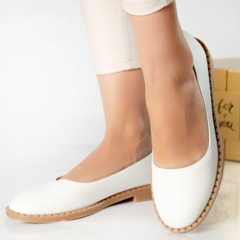Γυναικείες λευκές μπαλαρίνες roi eco leather