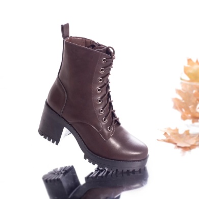 Γυναικείες μπότες με επένδυση eco leather hailey καφέ - Img 3