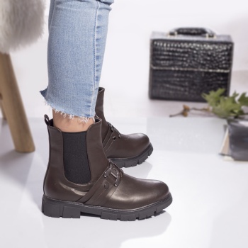 Γυναικείες μπότες eco leather padded jordan καφέ