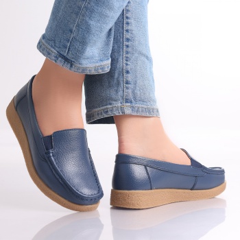 Κυρίες casual παπούτσια navy blue φυσικό δέρμα Danina - Img 3