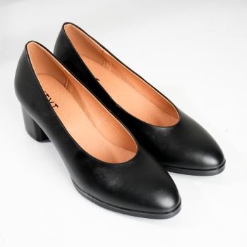 Berla γυναικεία παπούτσια με τακούνι από μαύρο eco leather - Img 8