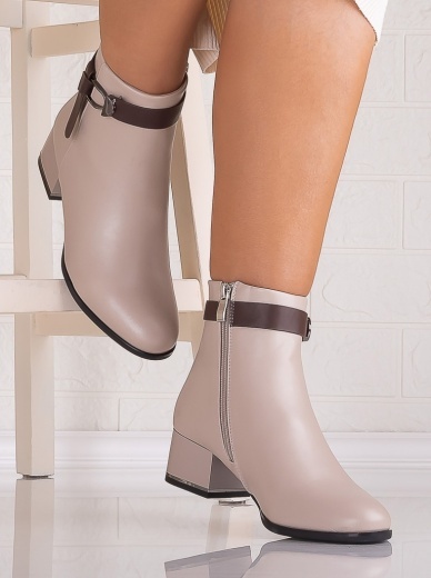 Botine Dama Bej din Piele Ecologica Vivienna - Img 2