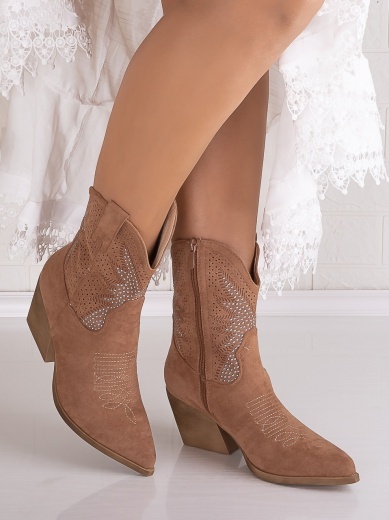 Botine dama Camel din Piele Ecologica Intoarsa Jemina - Img 5