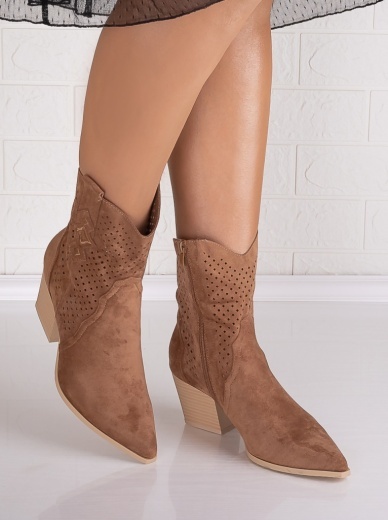 Botine dama Camel din Piele Ecologica Intoarsa Jure - Img 4