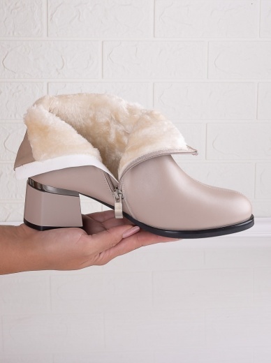 Botine Dama Imblanite Bej din Piele Ecologica Lilita - Img 3