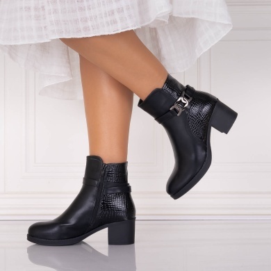 Botine Dama Imblanite Negre din Piele Ecologica Lovetta - Img 5