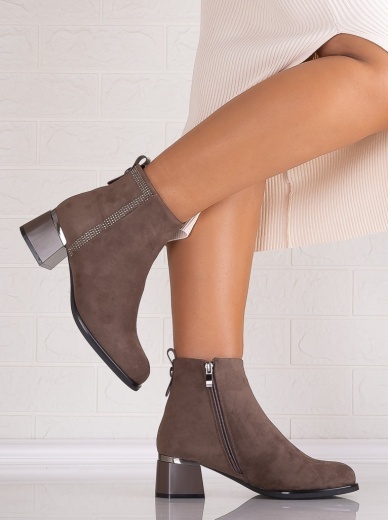 Botine Dama Imblanite Taupe din Piele Ecologica Intoarsa Manila - Img 5