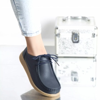 Casual παπούτσια lucy navy φυσικό δέρμα - Img 3