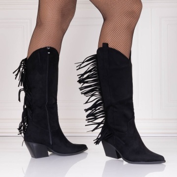 Cizme dama Negre din Piele Ecologica Intoarsa Avorla