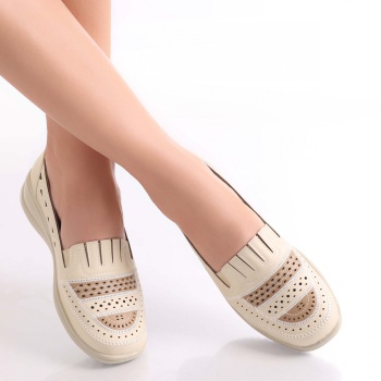 Dameo γυναικεία μπεζ Eco Leather Casual παπούτσια - Img 2