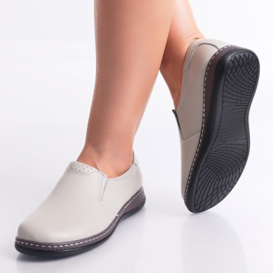 Deborah Ladies Casual Γκρι Φυσικό Δερμάτινο Παπούτσι - Img 4