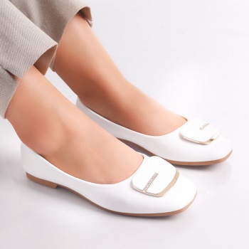 Eselin Ladies' White Organic Leather Μπαλαρίνες από οργανικό δέρμα - Img 4