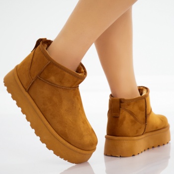 Gargs Ladies Camel Woven Organic Leather μπότες από βιολογικό δέρμα - Img 3