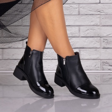 Ghete Dama Imblanite Negre din Piele Ecologica Alanie