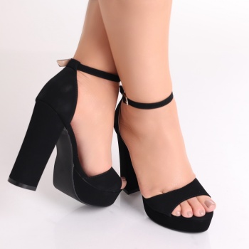 Jadoli Ladies Μαύρα Eco Leather Σανδάλια με τακούνι - Img 6
