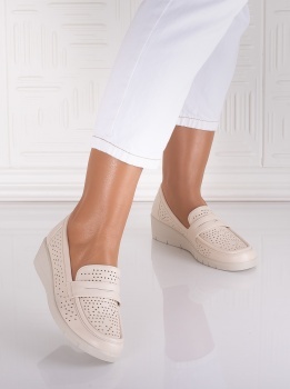 Pantofi dama casual Bej din Piele Ecologica Tenela - Img 5