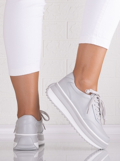 Pantofi dama casual Gri din Piele Naturala Delaia