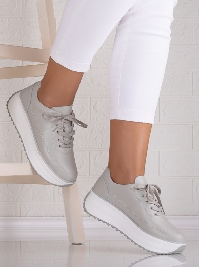 Pantofi dama casual Gri din Piele Naturala Lerana - Img 2