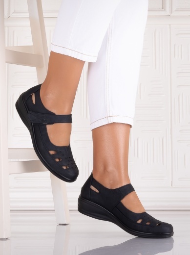 Pantofi dama casual Negri din Piele Ecologica Araua - Img 2