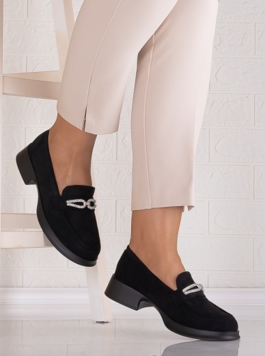 Pantofi dama casual Negri din Piele Ecologica Intoarsa Warifa - Img 2