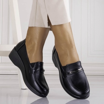 Pantofi dama cu platforma Negri din Piele Ecologica Sadoli