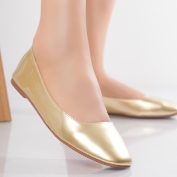 Ranela Ladies' Golden Organic Leather Μπαλαρίνες από οργανικό δέρμα με λάκα - Img 3