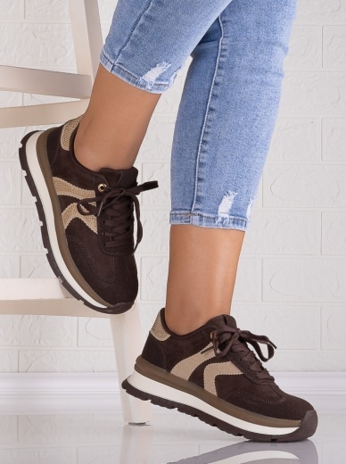 Sneakers dama cu platforma Maro din Piele Ecologica Intoarsa Suziana - Img 2