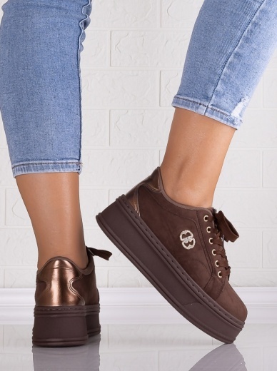 Sneakers dama cu platforma Maro din Piele Ecologica Intoarsa Zenda - Img 4