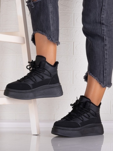 Sneakers dama Imblaniti Negri din Piele Ecologica Elizze - Img 2