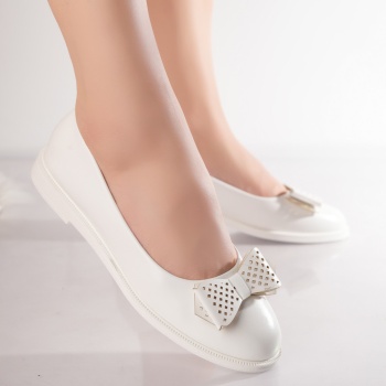 Zeca Ladies' White Organic Leather Μπαλαρίνες από οργανικό δέρμα - Img 3