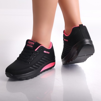 Γυναικεία μαύρα/ροζ sneakers από την Textil Lulea - Img 4